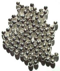 100 5mm Round Bright Silver Plated Beads